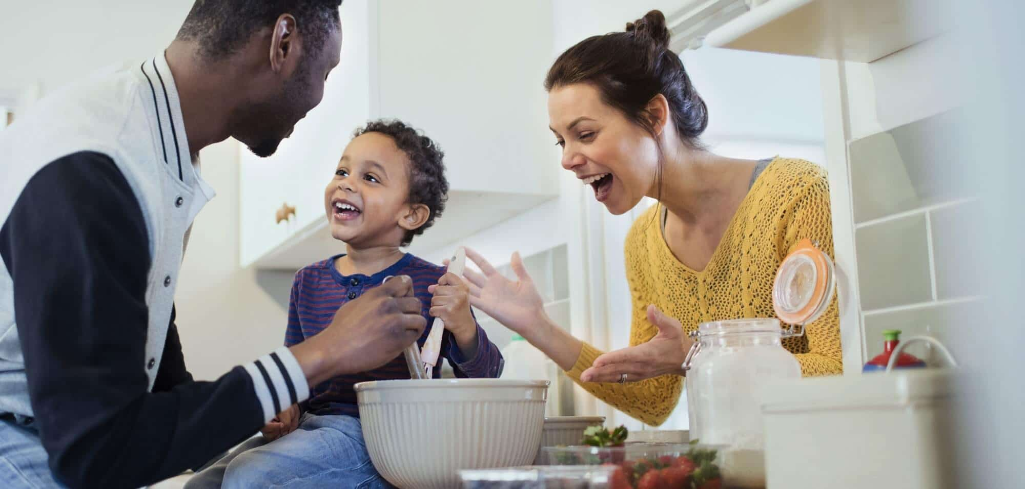 Family baking together in the kitchen.